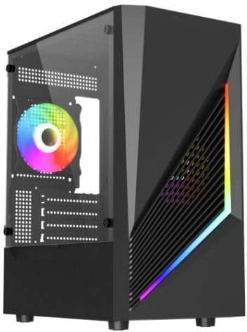 Genesis mATX PC Gaming Case, Micro ATX Tower Case With 2 x 120mm ARGB Fans And LED Strip, Tempered Glass Panel