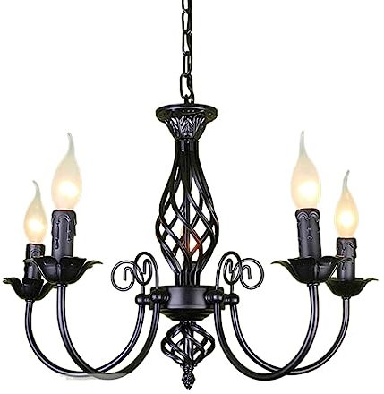 Lampade a Candela Creative Tradizionale Classico Nodo Twist Illuminazione a Sospensione Nera Plafoniera/Illuminazione Illuminazione Interna Lampadario di personalità (3,4,5 luci)