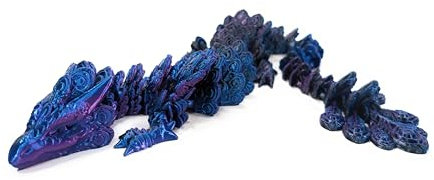 WAPU3D XL Peacock Dragon – Bewegliche 3D-Deko-Figur | Irisierend & Mehrfarbig | 52 cm Fantasy-Drachenfigur mit Kristallstruktur