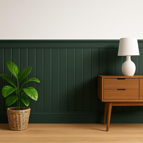 Tongue & Groove MDF Wall Panels with Adhesive – V-Groove Paintable 3D Panelling – 600mm Wide – Moisture-Resistant Decorative Panels for Hallways, Bathrooms & Interiors (KIt 1)