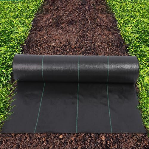 Tela de control de malezas de 90 g/m², duradera, para jardín, paisaje, tela permeable, antimalezas, resistente a desgarros, barrera contra malas hierbas para una prevención eficaz de malezas en