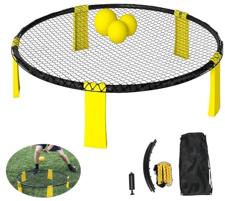 Roundnet -Juego de Mini Pelotas de Voleibol de Playa,Juego de Pelota de Red Redonda Que Incluye Red de Juego, Pelotas, Bolsa, Bomba de Pelota,Juego al Aire Libre para Playa