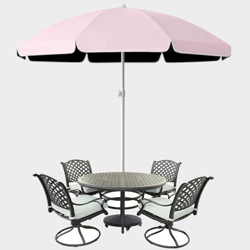 Parasol De Jardin Extérieur, 180/220/240/260cm Parasol De Balcon À 8 Baleines, Portable Pliable Parasol De Marché Parasol De Table, Parapluie D'extérieur Pour Terrasse Plage Piscine(Pink,2.4m/7.8ft)