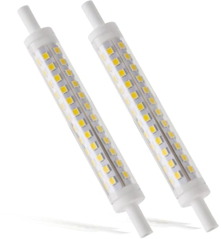 2 Pack R7S LED Bulb 9W, 118mm Dimmable 6500K J118 Warm White Linear Halogen 800LM, Energy-Efficient Replacement Floodlight R7S LED Bulb Fixtures for Indoor Outdoor Ceiling Floodlight Lamp