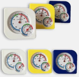 Termo-igrometro analogico GOEDCH 8 pezzi: termometro igrometro 2 in 1 7,5 x 7,5 cm, termometro igrometro a quadrante, termometro analogico interno/esterno per case e serre