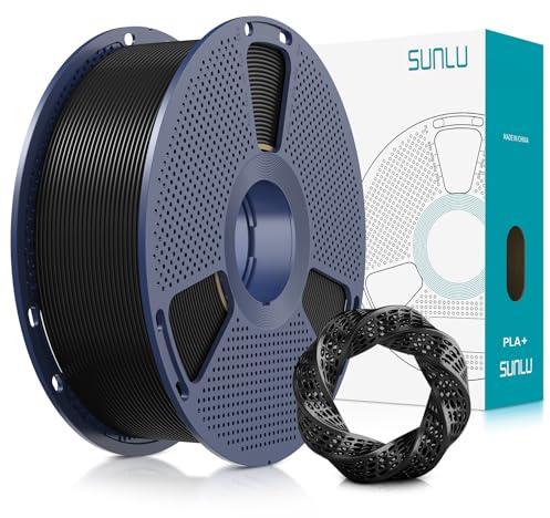 SUNLU PLA+ 3D Printer Filament, Tougher PLA Plus Filament 1.75mm, 1KG Black