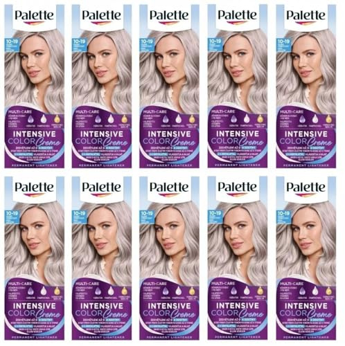 Confezione da 10 palette di colori intensi 10 – 19 Cool Silver Blond Hair Color – Full Box – con istruzioni in lingua inglese (lingua italiana non garantita)