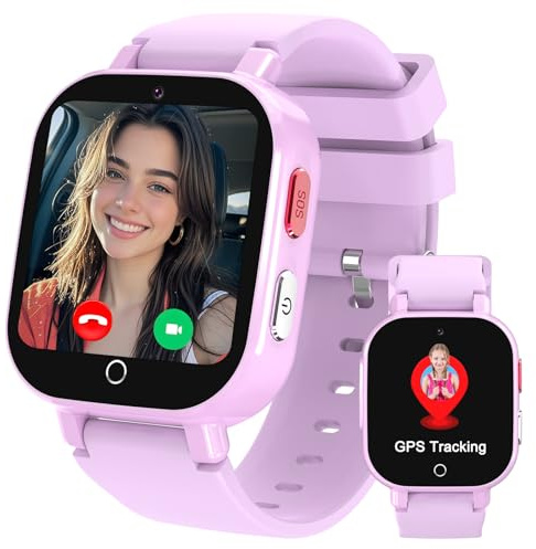 4G Reloj Inteligente para Niño, Smartwatch Teléfono para Niña con GPS, SOS, Videollamadas, Llamadas Bidireccionales, Llamadas voz,Juegos,WIFI,Modo Clase,Regalos de Reloj Inteligente para Niños y Niñas
