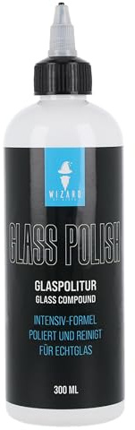 Wizard of Gloss Auto Glaspolitur 300ml | entfernt hartnäckige Verschmutzungen von Glasoberflächen und beseitigt leichte Kratzer | Scheibenpolitur für die Anwendung mit Poliermaschine