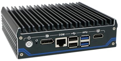 ANDAQI Din Rail Micro Firewall Appliance, Mini PC, Mikrotik, OPNsense, VPN, Router PC, Celeron J6412, RX15, SIM Slot, COM, 4 x 2.5GbE LAN, HDMI, DP, TPM2.0, 32G RAM, 128G SSD