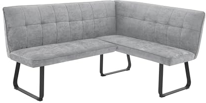 byLIVING Eckbank TALEA, Webstoffbezug in hellgrau, Gestell schwarz, Essbank | Eckbank in L-Form, langer Schenkel links, Nosagfederung, Sitzbank, 168 x 128, H 93,5 cm