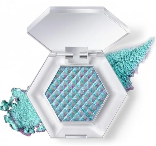 BelleFlair 1 Stück Glitzer Lidschatten Grün, Holografischer Schimmer Single Eyeshadow, Chamäleon Effekt, Funkelndes Augen Make-up Glitter Eyeshadow, Cream to Powder Highlighter Augen Make-Up