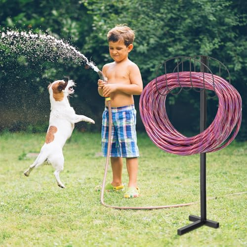 Schwerlast Gartenschlauchhalter Freistehend aus Metall, für 45 m Schlauch, abnehmbarer Boden-Ständer zur Aufbewahrung im Garten, Hof und Rasen