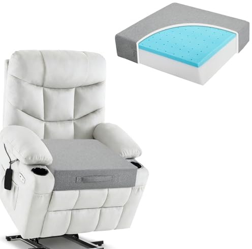 Dumenix Recliner Cushions for Elderly 50 * 50 * 12.5cm Booster Seat Cushion Large Dual-Layer Memory Foam Seat Chair Recliner Armchair Sofa Cushion Pad Washable Cover Dual-Sided Design Pressure Relief