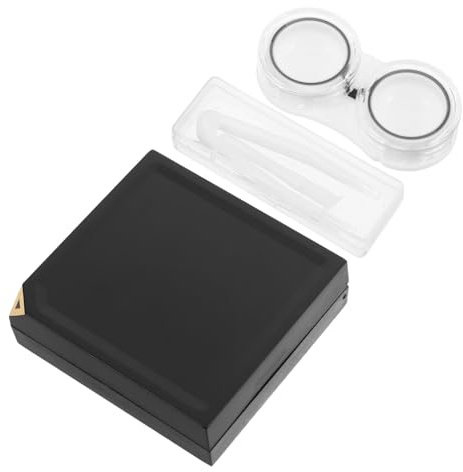 BETOOKY Boîte à Lentilles de Contact Noire Mate Compacte, Étui Portable Étanche à Double Compartiment, Organisateur Pratique pour Lentilles de Contact, Accessoires de Voyage et Usage