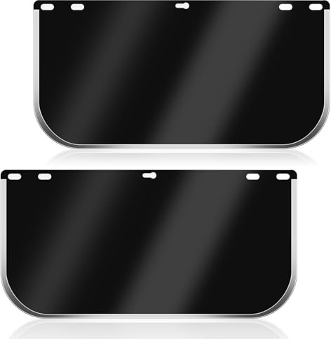 WWmily 2 Pcs Face Shield Replacement Lens 15.5x8 Inch Black Tinted Protective Safety Helmet Visor for Welding Grinding Cosplay