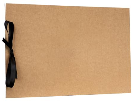 Demark - Album de firmas kraft para bodas, comuniones, bautizos, eventos, Libro de firmas tamaño 30x20 encucadernado lazo. (20 hojas, Lazo)