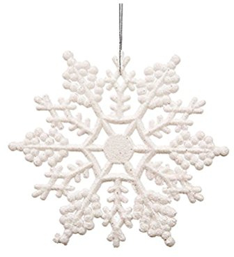 OULII 12 stycken snöflingor att hänga julgransprydnad julgransprydnad juldekoration fönster hänge (vit)