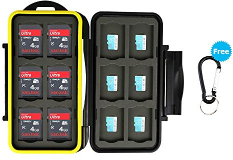 JJC Memory Card Cases - 24 Slots for Storage of SD Card and Micro SD Card with Carabiner