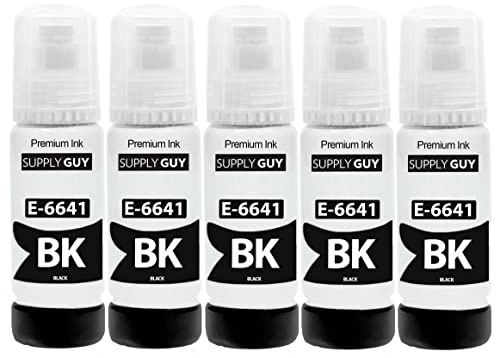 Supply Guy Tinte Schwarz kompatibel mit Epson 664 für EcoTank ET-2500 ET-2550 ET-2600 ET-2650 ET-3600 ET-4500 (5x70ml Tintenflaschen)