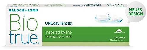 Bausch und Lomb Biotrue ONEday Tageslinsen, sphärische Kontaktlinsen, weich, 30 Stück BC 8.6 mm/DIA 14.2 / -10.5 Dioptrien