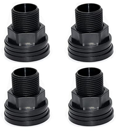 PVC Bulkhead Fitting Double Threaded Bulkhead Water Tank Connector for Rain Barrels, Aquariums, Water Tanks, Tubs, Pools, Spigot, Black, 3/4 Inch Male 1/2 Inch Female (4 Pieces)