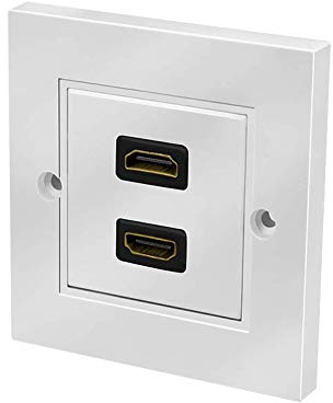 odedo HDMI Wanddose 2 Port mit 2 x HDMI Kupplung Buchse/Buchse, weiß Einbaudose Unterputzdose