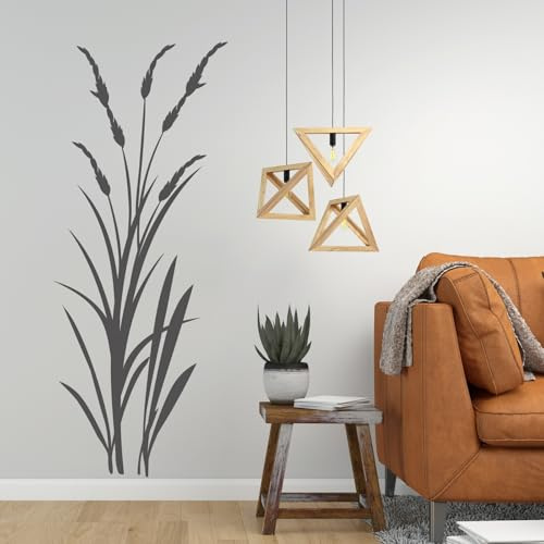 tjapalo® v21 Wandtattoo Schilf Strauch Dekoration Wandaufkleber Wandtattoo Wohnzimmer pflanzen Wandtattoo pflanzen und Gräser Wohnzimmer wand deko, Farbe: braun (kaffee), Größe: H140xB58cm