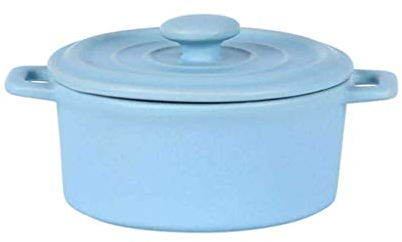 Soup Bowl with 2 Handles and Lid,360ML Soup Bowls with Handles Oven Microwaveable Microwave Safe in China Porcelain Ceramic Kitchen Steamed Egg Baking Snack Yogurt-Blue