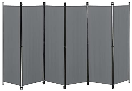 [en.casa] Raumteiler Huesca 6-teilig 300x171cm Paravent Trennwand 6-TLG. Sichtschutz Stellwand Spanische Wand Dunkelgrau
