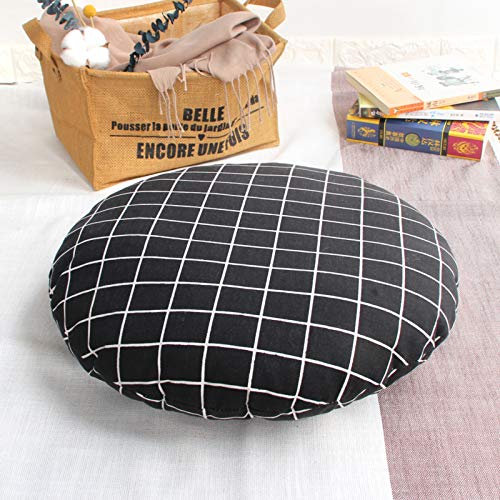 ZZZYZ Runde Cord Komfürt Bodenkissen Volltonfarbe Atmungsaktiv Sitzkissen Große Verdicken Tatami Meditationskissen Für Yoga Wohnzimmer Balkon-Schwarz 45cm(18inch)