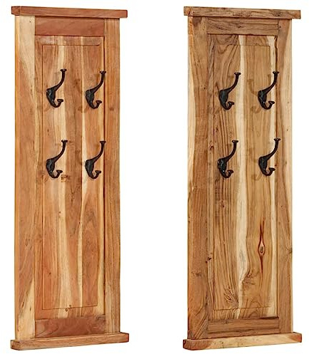 vidaXL Garderoben 2 STK. Massivholz Akazie 38x100 cm, Garderobe Holz, Wandgarderobe, Garderobenpaneel, Garderobe Massivholz, Wand Garderobe
