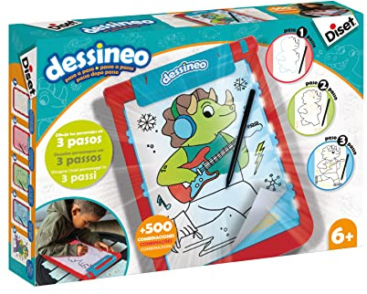 Diset Dessineo 60198 Lernspielzeug zum Zeichnen von Charakteren für Kinder ab 6 Jahren, Rot