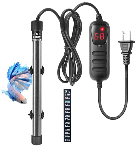 HITOP Compact Submersible Aquarium Heater -100w Digital Heater for Fish Tank Turtle Tank, for Saltwater and Fresh Water with Temperature Controller
