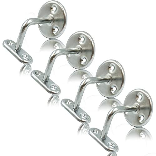Zinc Plated Handrail Brackets - Pack of 4, Wall-Mounted for Stainless-Steel or Wooden Handrail, Heavy-Duty and Stylish Banister Rails Support