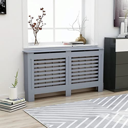 FIRBNUS 152x19x81.5 cm HeizköRperverkleidung HeizköRper Heizungsverkleidung HeizköRperabdeckung LamellentüR Heizungsrohr Verkleidung Anthrazit