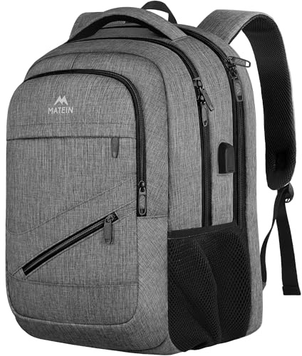 MATEIN 18.4 Inch Laptop Backpack for Men, 50 L Extra Large Travel Rucksack with Luggage Strap & TSA Laptop Compartment for Men Women, Water Resistant Large School Backpack for Students Teachers, Grey