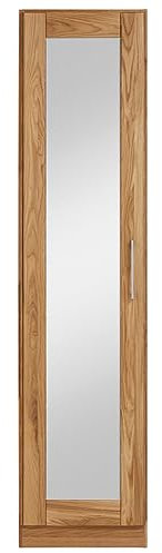 Lomadox Schlafzimmer Massivholz Kleiderschrank Drehtürenschrank Schlafzimmerschrank Schrank 1-türig mit Spiegel in Wildeiche massiv, B/H/T: ca. 49/207/60 cm