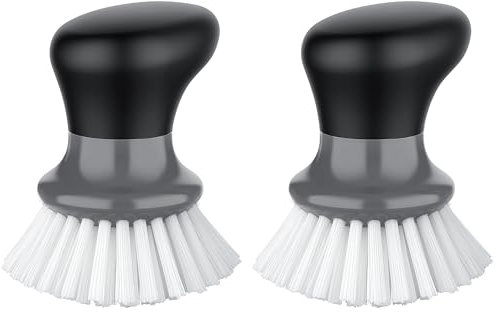 MR.SIGA Palm Dish Brush with Ergonomic Handle, Kitchen Brush for Pot Pan Plate Sink Cleaning, Grey, Pack of 2