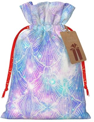 DURAGS Meerjungfrauenschuppen-Geschenktasche mit Kordelzug, schicke Stoff-Geschenktüte für Weihnachten – ideal für jeden Anlass