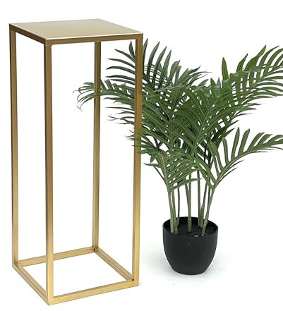 DanDiBo 96506 Tabouret à fleurs carré en métal doré - Table d'appoint - Colonne de fleurs - Support moderne pour plantes (60 cm)