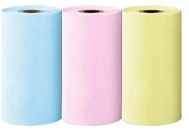 57 mm Mini-Drucker-Thermopapier, HD, buntes Aufkleber-Etikett, selbstklebendes Papier for kabellosen Bluetooth-Foto-Tintenlosdrucker Thermopapier (Color : 3Roll Color Thermal)