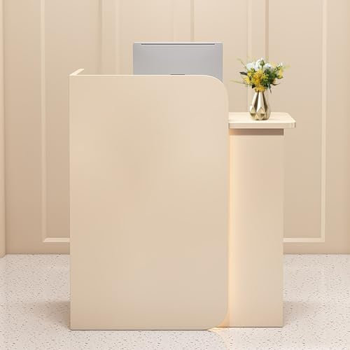 HPIRFYE Modern und schön Rezeption-Tisch,Mit LED-Ambientebeleuchtung und abschließbaren Schubladen，HöLzerne Kassentheke, Geeignet für Supermarkt, Convenience Store, Büro(Style5)