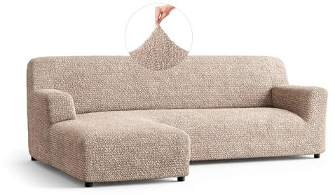 PAULATO - Bezug für Sofas mit linker Halbinsel (gesehen von vorne), Bezug für Ecksofa aus Mikrofaser, Kratzfest, maschinenwaschbar, Made in Italy, Taupe