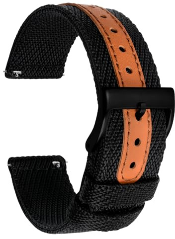 TStrap Bracelet de montre en nylon – Bracelet de montre à dégagement rapide pour homme et femme – Bracelet de montre intelligente en toile de voile douce avec fermoir – 18 mm, 20 mm, 22 mm, 24 mm