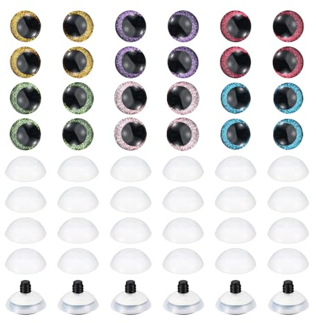 PATIKIL 25mm Flash Safety Eyes, 48 Pcs Doll Realistic Colorful Crocheting Safety Eyes for Decor Crochet Accessories Dolls Craft, Mixed Colors