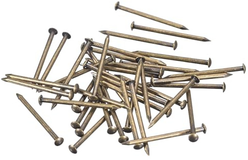 sourcing map 80 Pcs Small Tiny Nails 1.5mmx25mm(DXL) Tiny Brass Nails Hardware Nails Small Nail for Wooden DIY Decorative Boxes Household Accessories, Bronze Tone