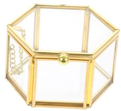 PACKOVE Caja De Anillos Transparente Mini 6 Caras Joyero De Vidrio Estuche De Joyería Cajita De Joyería Joyero De Cristal