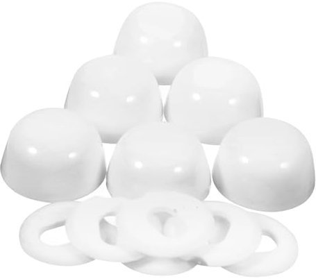 jojofuny 6pcs White Abs Toilet Bolt Covers Caps for Toilet Seat Screws Wear-Resistant and Sturdy Round Floor Caps Universal Replacement