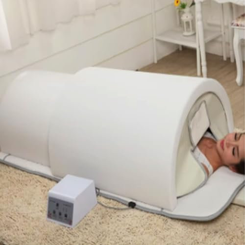 Far Infrared Tourmaline Sauna Dome with Heated Mat, Indoor Sauna Pod, Extra Large Professional Sauna with Infrared Mat with Tourmaline and Germanium Stones,White